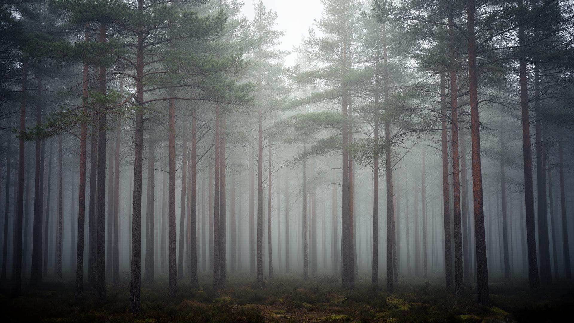 Misty Nordic forest
